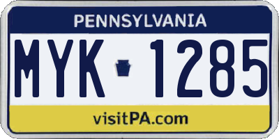 PA license plate MYK1285