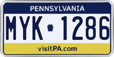 PA license plate MYK1286