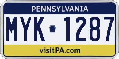 PA license plate MYK1287