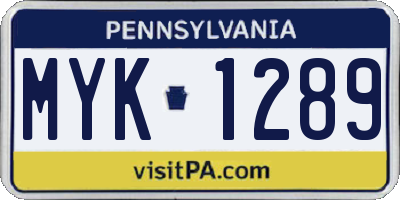 PA license plate MYK1289