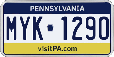 PA license plate MYK1290