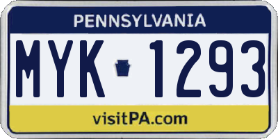 PA license plate MYK1293