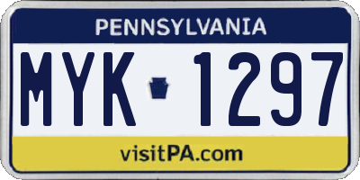 PA license plate MYK1297
