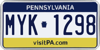 PA license plate MYK1298