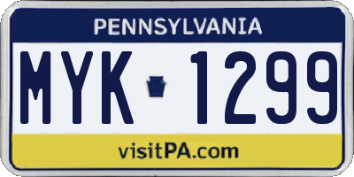PA license plate MYK1299