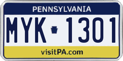 PA license plate MYK1301