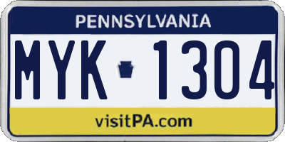 PA license plate MYK1304