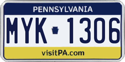 PA license plate MYK1306
