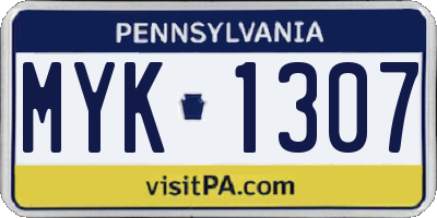 PA license plate MYK1307
