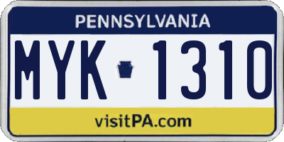 PA license plate MYK1310