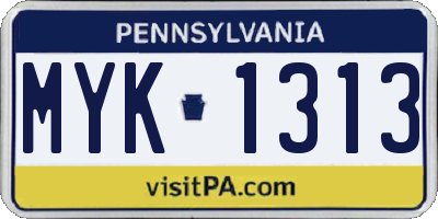 PA license plate MYK1313