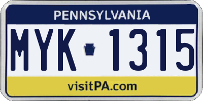PA license plate MYK1315
