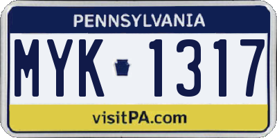 PA license plate MYK1317