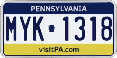 PA license plate MYK1318
