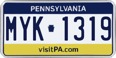 PA license plate MYK1319