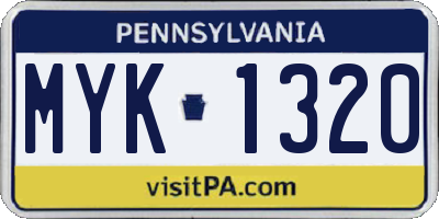 PA license plate MYK1320