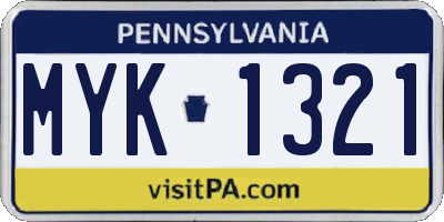 PA license plate MYK1321