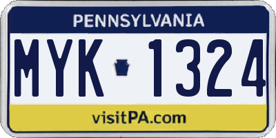 PA license plate MYK1324