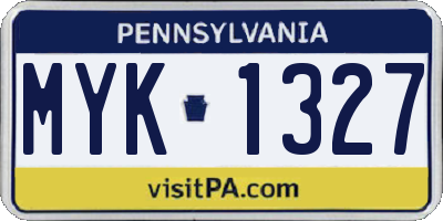 PA license plate MYK1327
