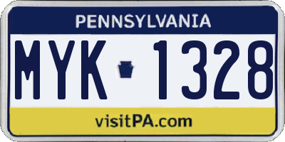 PA license plate MYK1328