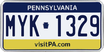 PA license plate MYK1329