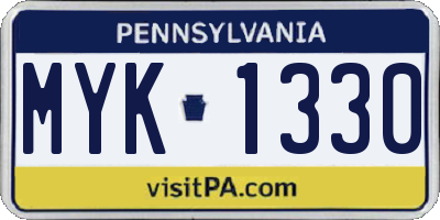 PA license plate MYK1330