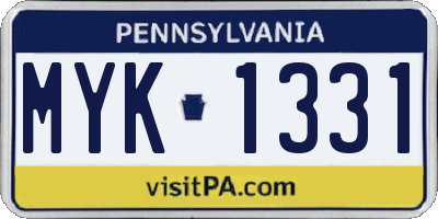 PA license plate MYK1331
