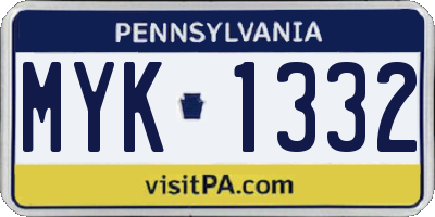 PA license plate MYK1332