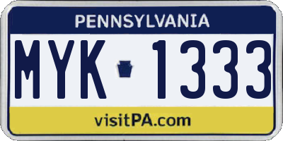 PA license plate MYK1333