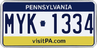 PA license plate MYK1334