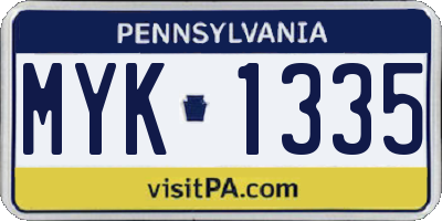 PA license plate MYK1335