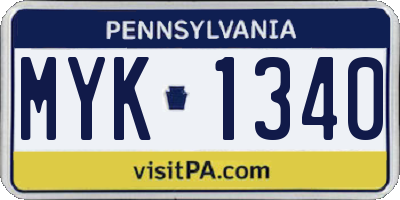 PA license plate MYK1340