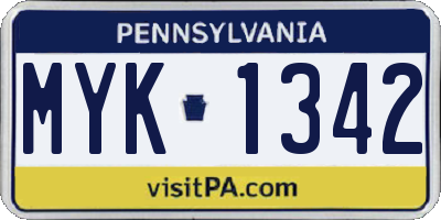 PA license plate MYK1342