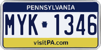 PA license plate MYK1346