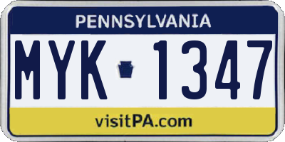 PA license plate MYK1347