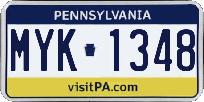 PA license plate MYK1348