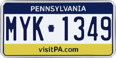 PA license plate MYK1349