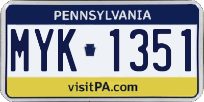 PA license plate MYK1351