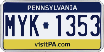 PA license plate MYK1353