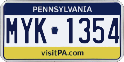 PA license plate MYK1354