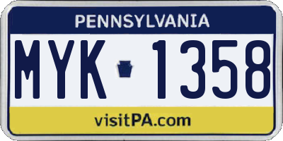 PA license plate MYK1358