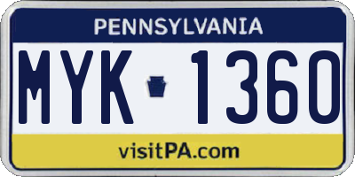 PA license plate MYK1360