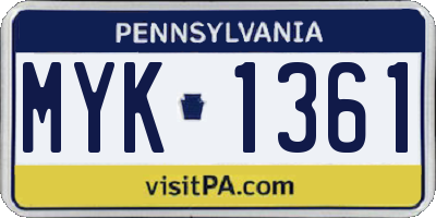 PA license plate MYK1361