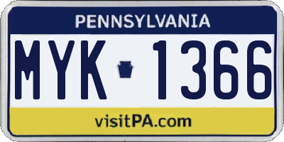 PA license plate MYK1366