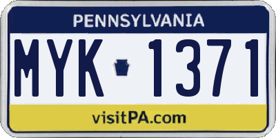 PA license plate MYK1371