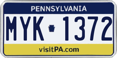 PA license plate MYK1372