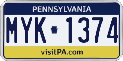 PA license plate MYK1374