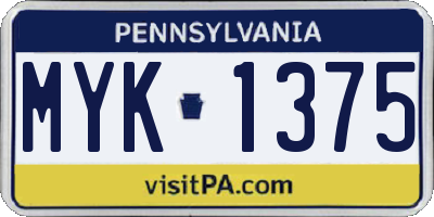 PA license plate MYK1375