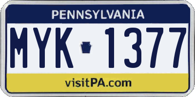 PA license plate MYK1377