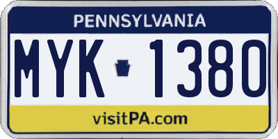PA license plate MYK1380